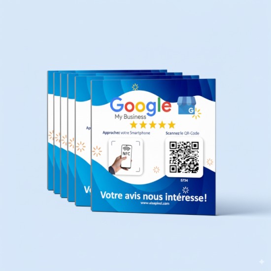 Plaque NFC carrée 10x10cm – NTAG215 – Impression QR Code – PVC Made in France